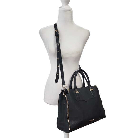 Rebecca Minkoff Black Natural Black Leather Exposed Zipper Amorous Satchel - Picture 9 of 12